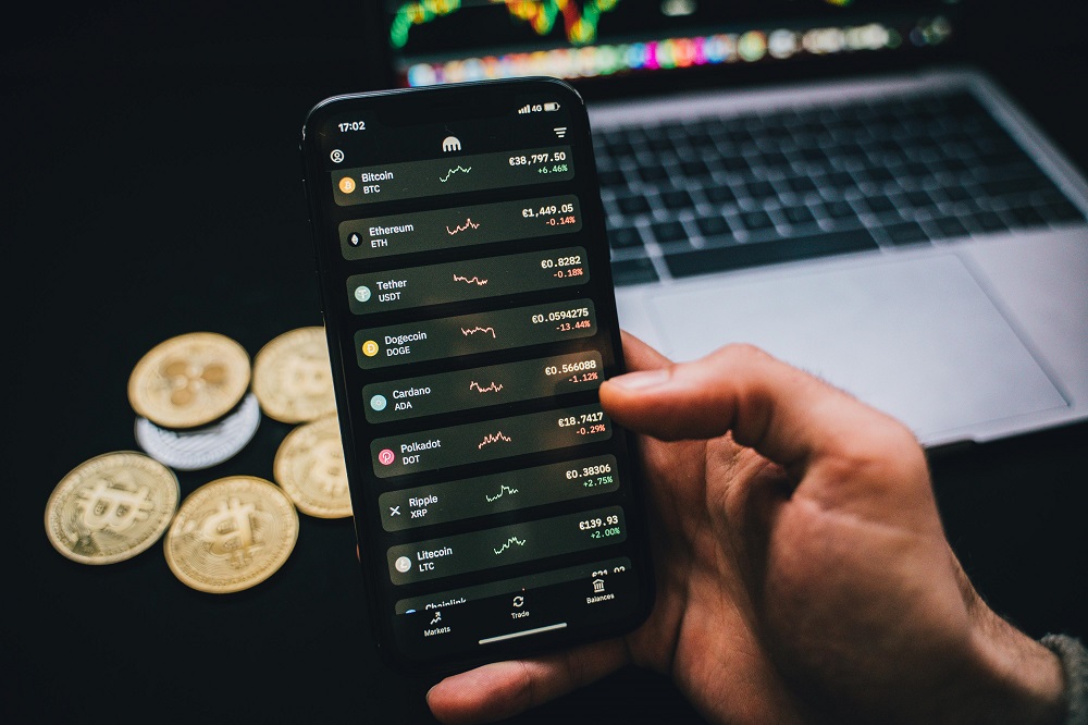 Crypto chart analysis interface illustration